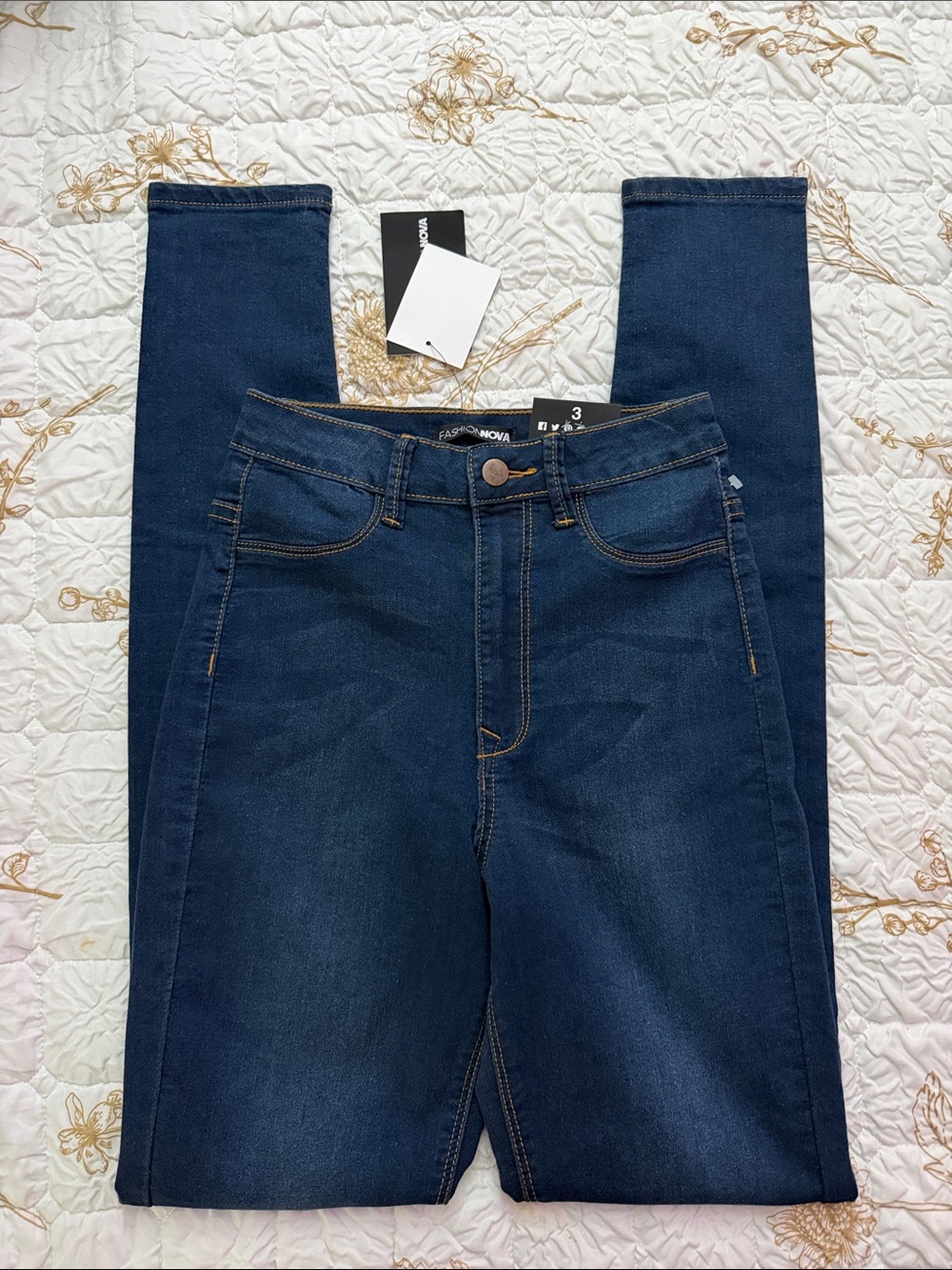 Fashion Nova Dark Indigo High-Rise Skinny Jeans